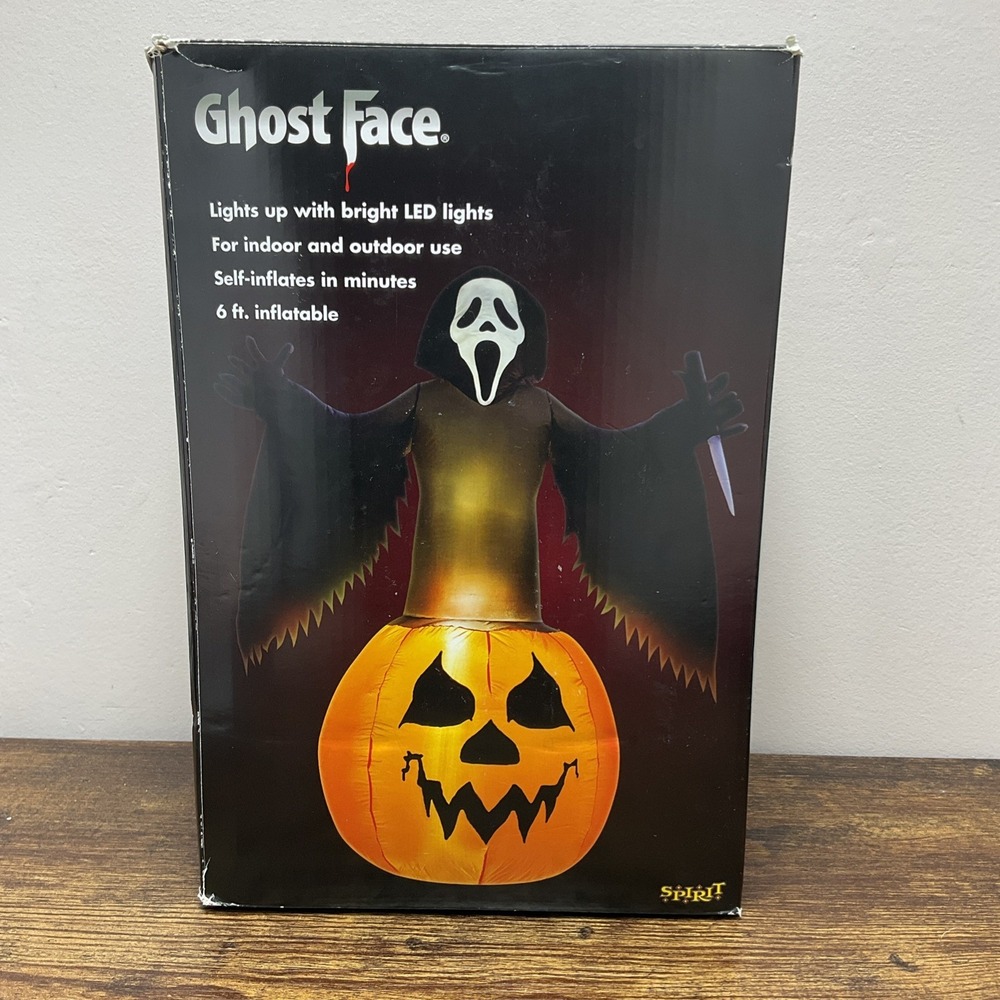 Ghost Face® Pumpkin Lawn Inflatable Decoration 6 Ft Open Box
